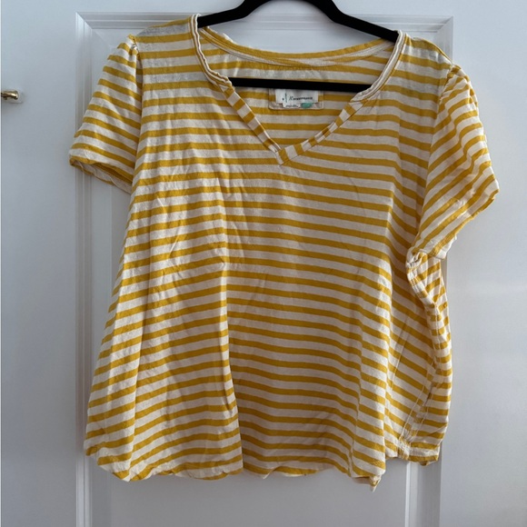 Anthropologie Yellow Striped Tee - Picture 1 of 7
